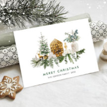 Elegante Waterverf Vrolijk kerstcompositie