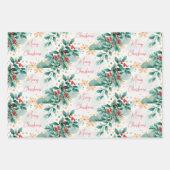 Elegante Waterverf vrolijk kerstinpakpapier Inpakpapier Vel (Voorkant 3)