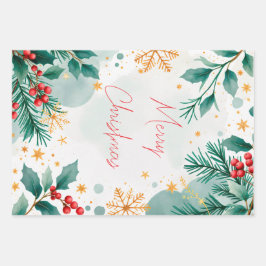 Elegante Waterverf vrolijk kerstinpakpapier Inpakpapier Vel