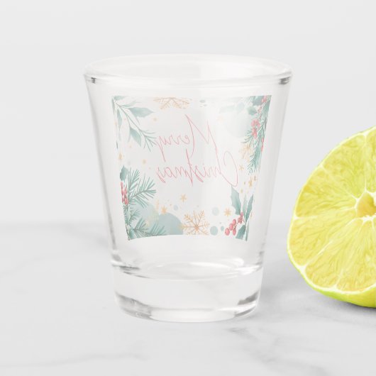 Elegante Waterverf Vrolijk Kerstschot Glas (Achterkant)