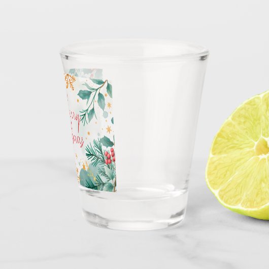 Elegante Waterverf Vrolijk Kerstschot Glas (Rechts)