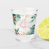 Elegante Waterverf Vrolijk Kerstschot Glas (Voorkant)