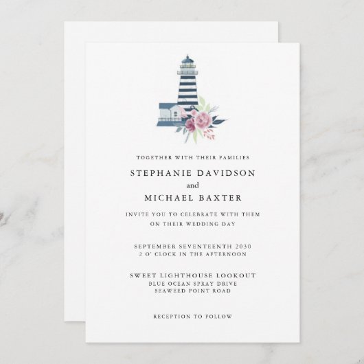 Elegante Waterverf Vuurtoren Nautische Minimalist Kaart (Voorkant / Achterkant)