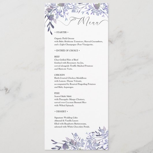 Elegante Waterverf Wedding Menu Kaart (Voorkant)