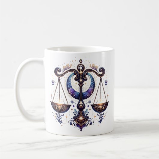 Elegante Waterverf Weegschaal Zodiac Custom Mok (Links)