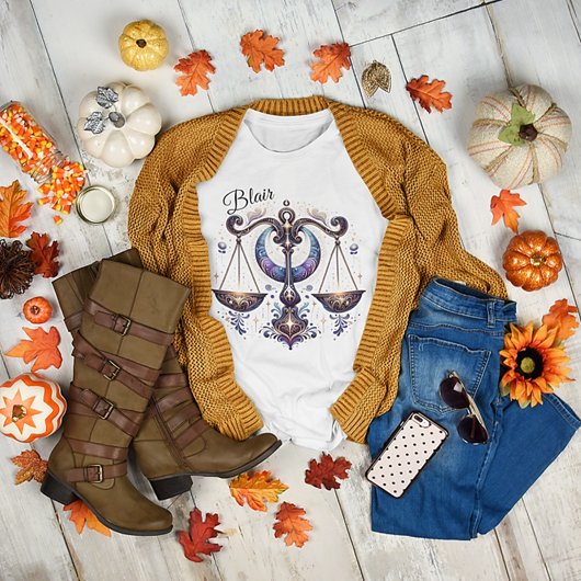 Elegante Waterverf Weegschaal Zodiac Custom T-shirt