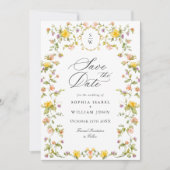 Elegante Waterverf weide Wildflower bruiloft foto Save The Date (Voorkant)