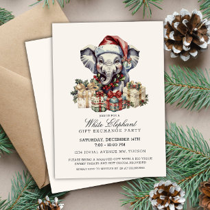 Elegante Waterverf White Elephant Cadeau Uitwissel Kaart
