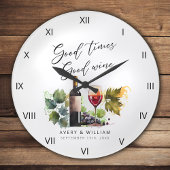 Elegante Waterverf Wijn Namen Jonggehuwden Grote Klok