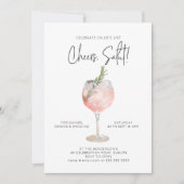 Elegante Waterverf Wijncocktail Party Roze 21ste Kaart (Voorkant)