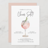 Elegante Waterverf Wijncocktail Party Roze 21ste Kaart (Voorkant / Achterkant)