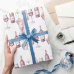 Elegante Waterverf Wijnflessen Rosé Roze Cadeaupapier<br><div class="desc">Dit prachtige minimalistische inpakpapier is voorzien van een motief van roze waterverf wijnflessen en wijnglazen. Het is de perfecte grillige cadeauverpakking voor wijnliefhebbers,  kerst en vrijgezellenfeesten.</div>