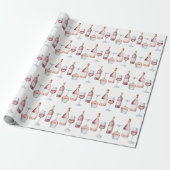 Elegante waterverf wijnflessen Roze rood Cadeaupapier (Uitgerold)