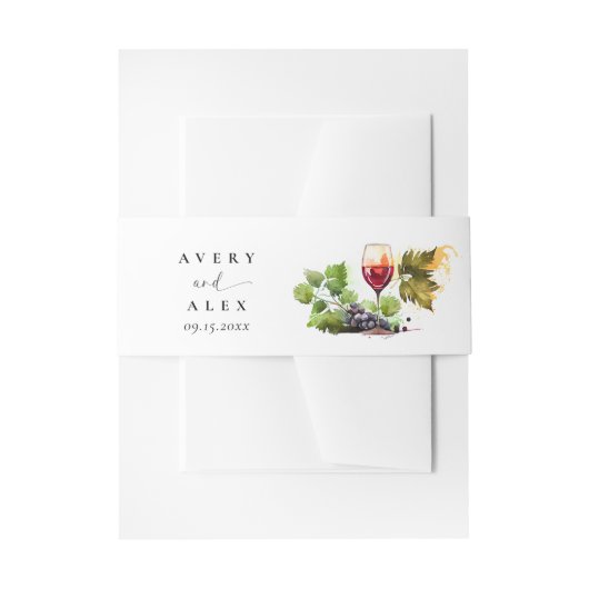 Elegante Waterverf Wijngaard Bestemming Bruiloft Uitnodigingen Wikkel (Voorkant Voorbeeld)