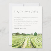 Elegante Waterverf Wijngaard Bruidsdouche Bedankkaart (Voorkant)
