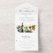 Elegante Waterverf Wijngaard Monogram Bruiloft All In One Uitnodiging (Binnen)