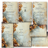 Elegante Waterverf wijnmakerij wijngaard bruiloft Menu