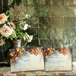 Elegante Waterverf Wijnmakerij Wijngaard Bruiloft RSVP Kaartje