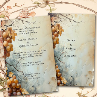 Elegante waterverf wijnstuwedding uitnodiging briefpapier