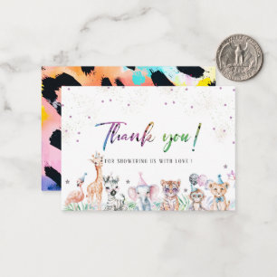 Elegante Waterverf Wild Child Safari Dieren dan Notitiekaartje