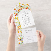 Elegante Waterverf Wild Flowers Bloemen Bloemen Br All In One Uitnodiging (Afscheurbaar)