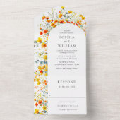 Elegante Waterverf Wild Flowers Bloemen Bloemen Br All In One Uitnodiging (Binnen)