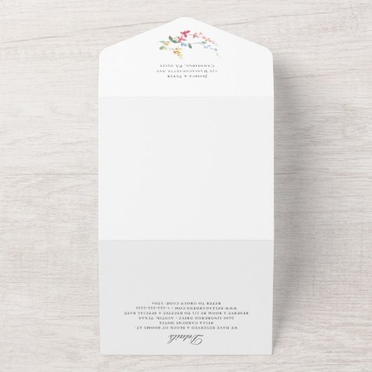 Elegante Waterverf Wild Flowers Bloemen Bloemen Br All In One Uitnodiging (Buitenkant)