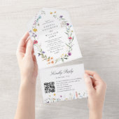 Elegante Waterverf Wild Flowers Bloemen Bloemen Br All In One Uitnodiging (Afscheurbaar)