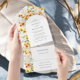 Elegante Waterverf Wild Flowers Bloemen Bloemen Br All In One Uitnodiging