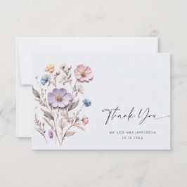 Elegante Waterverf Wild Flowers Bloemen Bloemen Br Bedankkaart