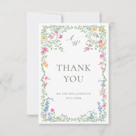 Elegante Waterverf Wild Flowers Bloemen Bloemen Br Bedankkaart