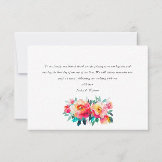 Elegante Waterverf Wild Flowers Bloemen Bloemen Br Bedankkaart (Achterkant)