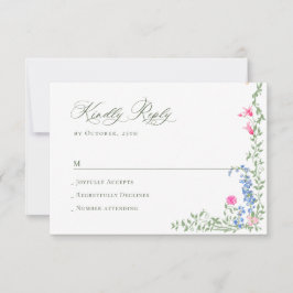 Elegante Waterverf Wild Flowers Bloemen Bloemen Br RSVP Kaartje