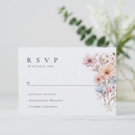 Elegante Waterverf Wild Flowers Bloemen Bloemen Br RSVP Kaartje