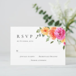 Elegante Waterverf Wild Flowers Bloemen Bloemen Br RSVP Kaartje