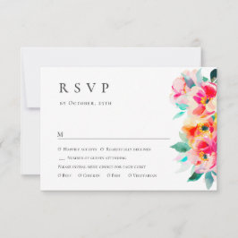 Elegante Waterverf Wild Flowers Bloemen Bloemen Br RSVP Kaartje