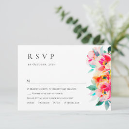 Elegante Waterverf Wild Flowers Bloemen Bloemen Br RSVP Kaartje