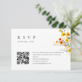 Elegante Waterverf Wild Flowers Bloemen Bloemen Br RSVP Kaartje