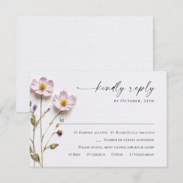 Elegante Waterverf Wild Flowers Bloemen Bloemen Br RSVP Kaartje