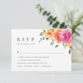 Elegante Waterverf Wild Flowers Bloemen Bloemen Br RSVP Kaartje