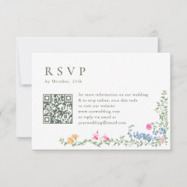 Elegante Waterverf Wild Flowers Bloemen Bloemen Br RSVP Kaartje