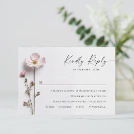 Elegante Waterverf Wild Flowers Bloemen Bloemen Br RSVP Kaartje