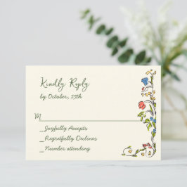 Elegante Waterverf Wild Flowers Bloemen Bloemen Br RSVP Kaartje