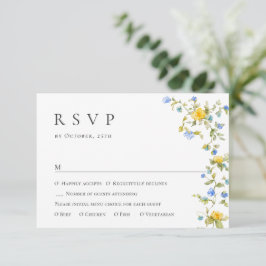 Elegante Waterverf Wild Flowers Bloemen Bloemen Br RSVP Kaartje