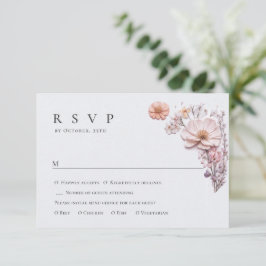 Elegante Waterverf Wild Flowers Bloemen Bloemen Br RSVP Kaartje