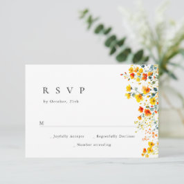 Elegante Waterverf Wild Flowers Bloemen Bloemen Br RSVP Kaartje