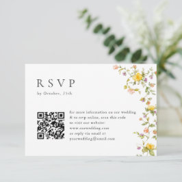 Elegante Waterverf Wild Flowers Bloemen Bloemen Br RSVP Kaartje