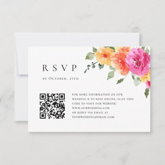 Elegante Waterverf Wild Flowers Bloemen Bloemen Br RSVP Kaartje (Voorkant)