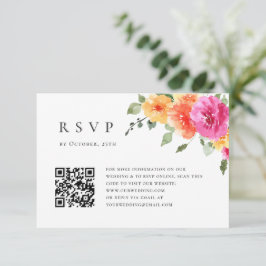 Elegante Waterverf Wild Flowers Bloemen Bloemen Br RSVP Kaartje