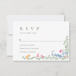 Elegante Waterverf Wild Flowers Bloemen Bloemen Br RSVP Kaartje